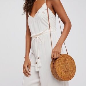 Free People Hartwood House Sol Circle Rattan Woven Bag